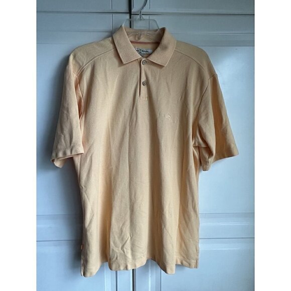 Tommy Bahama Polo‎ Shirt Mens Medium Peach Pima Cotton Polyester - Picture 3 of 5